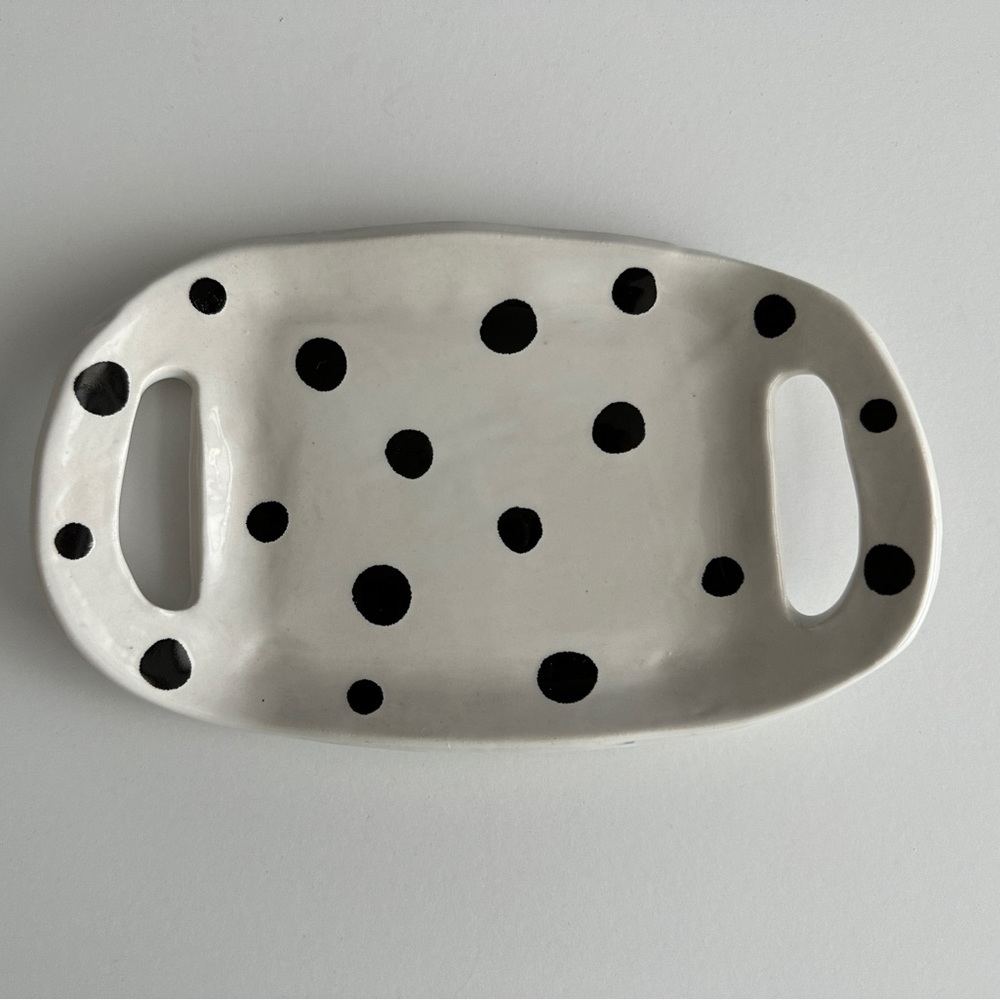 Handmade ceramic polka dot mini tray